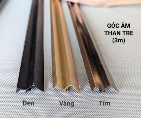Nẹp nhôm ốp góc trong tấm ốp than tre 5mm - Màu sâm panh