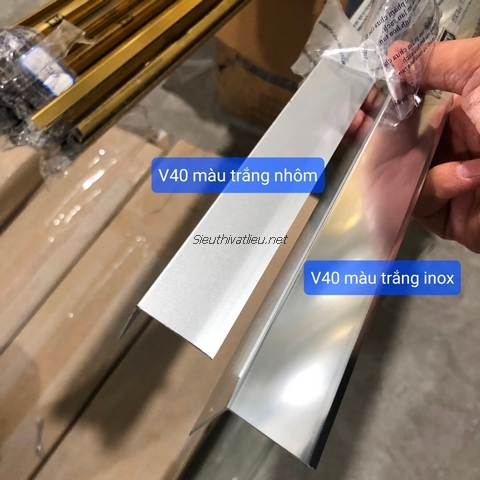 Nẹp nhôm V40 màu inox