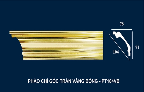 Phào chỉ PS góc trần vàng bóng PT104VB