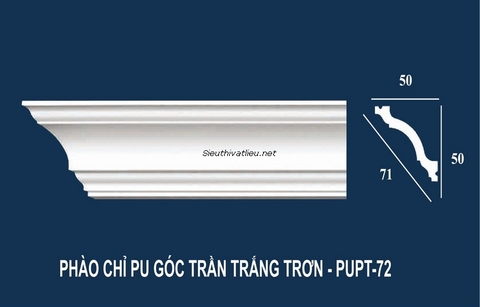 Phào cổ trần PU PUPT-72 trắng trơn