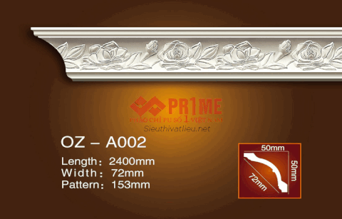 Phào cổ trần PU Prime OZ-A002 trắng hoa văn