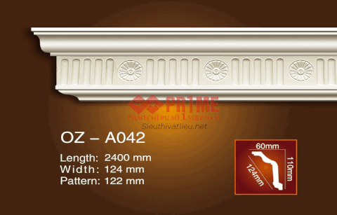 Phào cổ trần PU Prime OZ-A042 trắng hoa văn