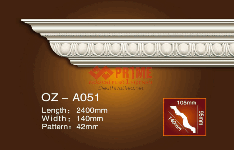 Phào cổ trần PU Prime OZ-A051 trắng hoa văn