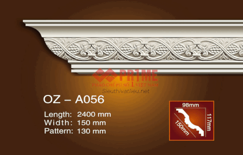 Phào cổ trần PU Prime OZ-A056 trắng hoa văn