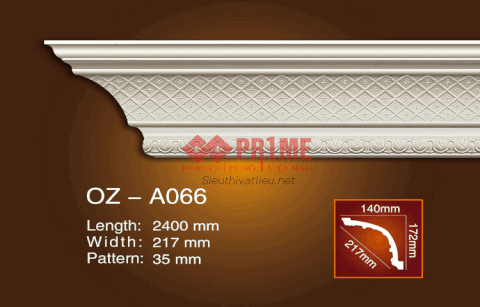 Phào cổ trần PU Prime OZ-A066 trắng hoa văn