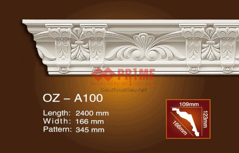 Phào cổ trần PU Prime OZ-A100 trắng hoa văn