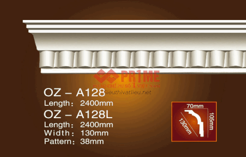 Phào cổ trần PU Prime OZ-A128 trắng hoa văn