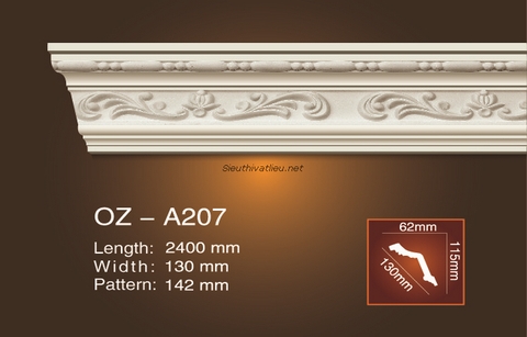 Phào cổ trần PU Prime OZ-A207 trắng hoa văn