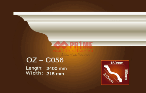 Phào cổ trần PU Prime OZ-C056 trắng trơn