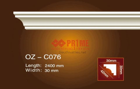 Phào cổ trần PU Prime OZ-C076 trắng trơn