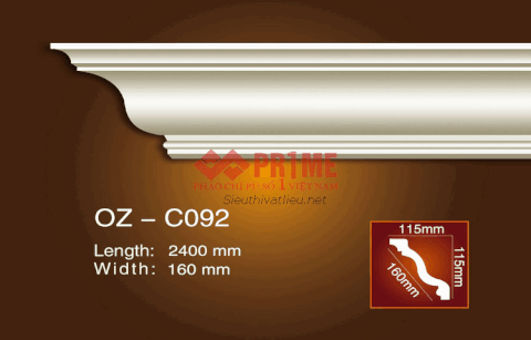 Phào cổ trần PU Prime OZ-C092 trắng trơn