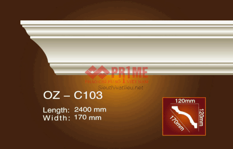Phào cổ trần PU Prime OZ-C103 trắng trơn