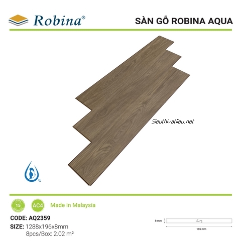 Sàn gỗ Malaysia Robina Aqua AQ2359 8mm chống nước tốt