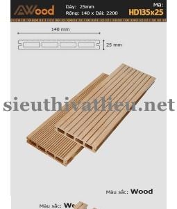 Sàn Gỗ Ngoài Trời Awood HD 135x25 Wood