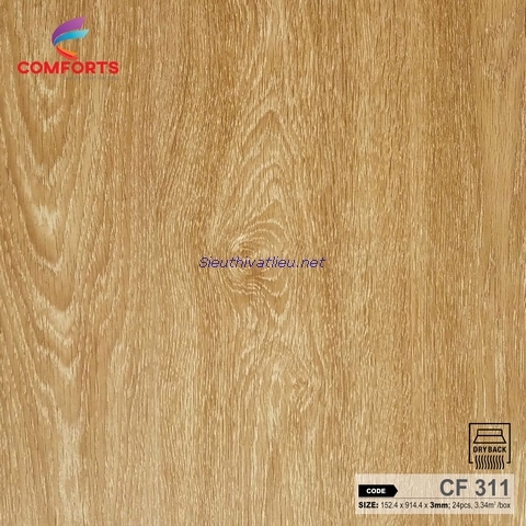 Sàn nhựa dán keo Comforts CF311 vân gỗ màu vàng
