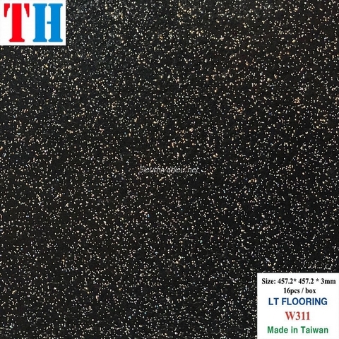 Sàn nhựa dán keo vân đá terrazzo LT W311 màu đen kim tuyến