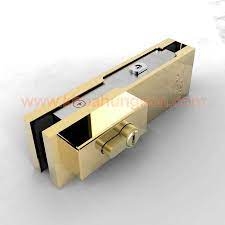 Khóa cửa kính Huy Hoàng 05 màu vàng, khóa kẹp chân kính, khóa cửa thủy lực