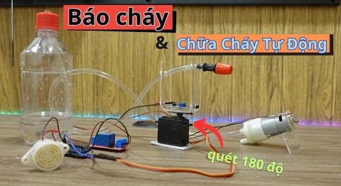 Chế Bộ Báo Cháy và Chữa Cháy Quét TỰ ĐỘNG 180 độ | VDO00018 | Điện tử DAT