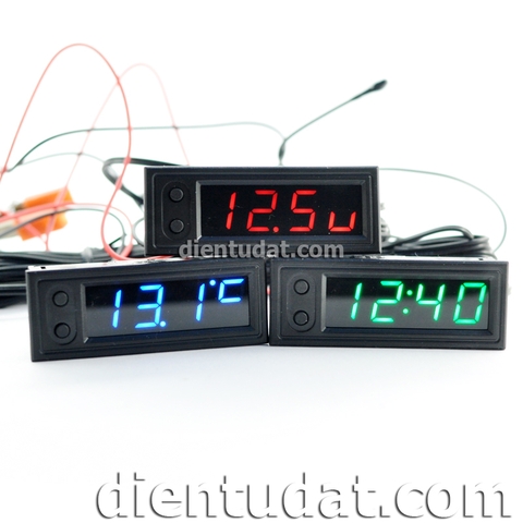 Đồng Hồ 3 Chức Năng Thời Gian - Nhiệt Độ - Vôn Kế