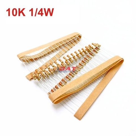Điện Trở 1/4W 10K 5% - 4 Vòng Màu - 100 con