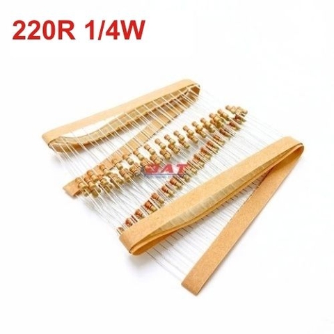 Điện Trở 1/4W 220R 5% - 4 Vòng Màu - 100 con