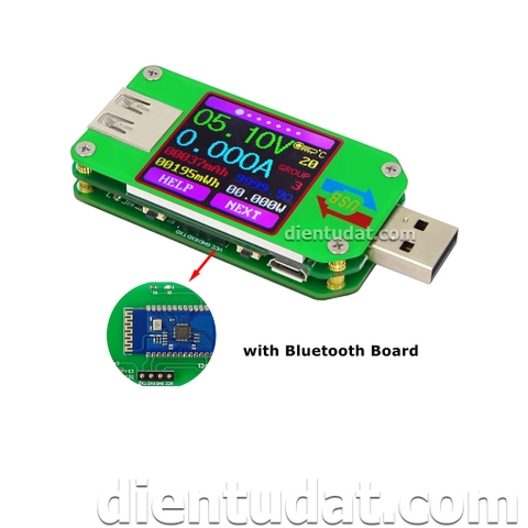 USB UM24C Đo Dòng Áp Dung Lượng Nhiệt Độ - Bluetooth Hiển Thị LCD Màu