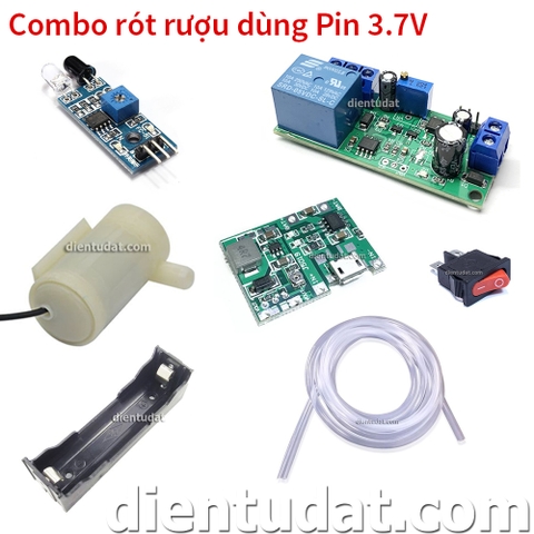 Combo Chế Bình Rót Rượu Tự Động Dùng Pin Sạc 3.7V -  Chiết Áp Trên Mạch Chiết Áp Rời