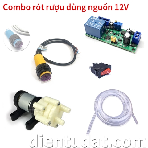 Combo Chế Bộ Rót Nước Tự Động 12V - Cảm biến vàng 5V - Cảm biến xanh 12V