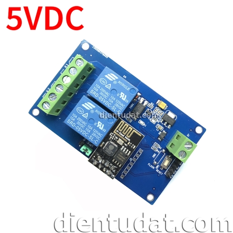 HTC-Tech Mạch 2 Relay Điều Khiển Qua Wifi ESP8266 - 5V