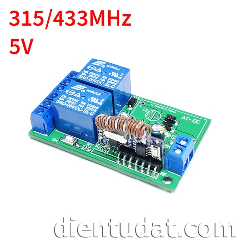 Mạch Điều Khiển RF 2 Relay 5V - WT08 - 315MHz 433MHz