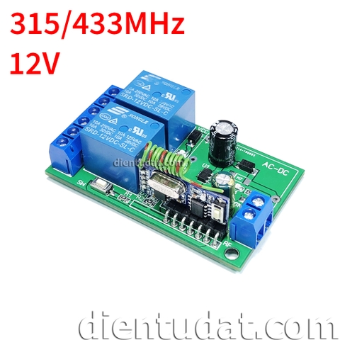 Mạch Điều Khiển RF 2 Relay 12V - WT08 - 315MHz 433MHz