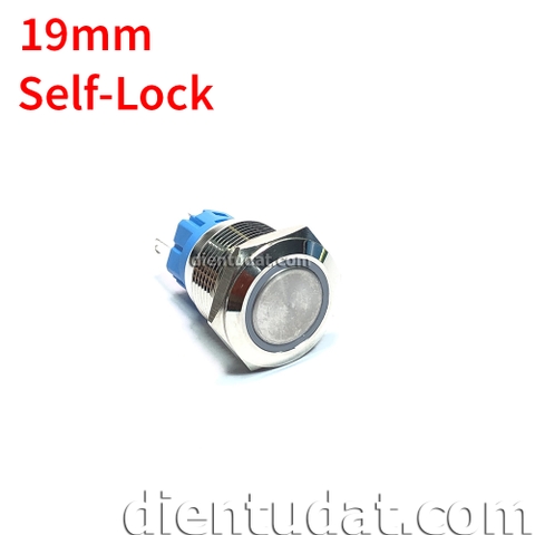 Nút Nhấn Trơn Self-Lock 19mm 5 Chân - Vòng Đèn 12V - Đỏ Vàng Trắng Xanh Dương Xanh Lá