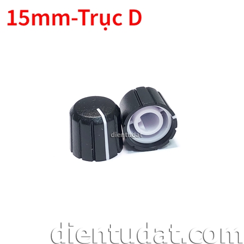 Núm Chiết Áp Thân Đen Chỉ Trắng 15mm - Trục D T017A