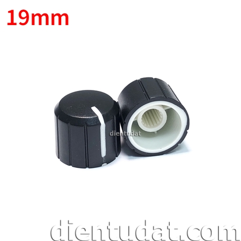 Núm Chiết Áp Thân Đen Chỉ Trắng 19mm - Trục Hoa T017B