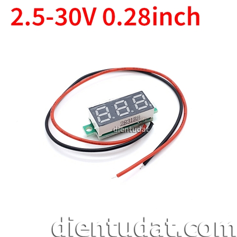 Đồng Hồ Đo DC 2.9V-30V 0.28inch 2 Dây - Đỏ Xanh Lá Xanh Dương Vàng