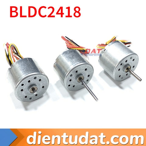 Motor Không Chổi Than BLDC2418 - 24V 8700RPM Trục Dài 5mm 22mm - 12V 7500RPM Trục Dài 15mm