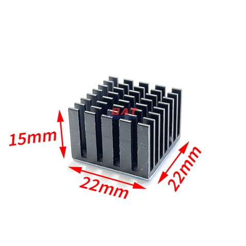 Nhôm Tản Nhiệt Đen 22*22*15mm Có Keo Dán