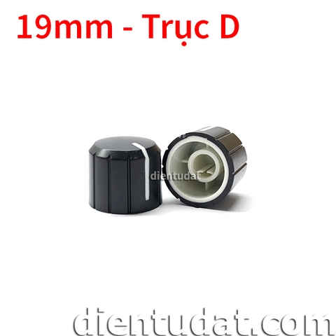 Núm Chiết Áp Thân Đen Chỉ Trắng 19mm - Trục D T017C