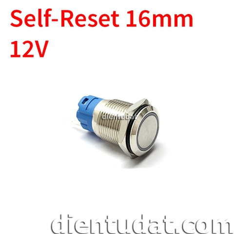 Nút Nhấn Vòng Đèn Reset Tự Nhả 16mm 12V 24V - Đỏ / Trắng / Xanh Lá / Xanh Dương