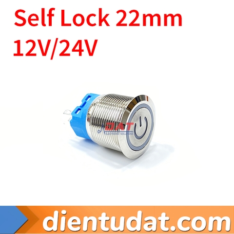 Nút Nhấn Vòng Đèn Tự Khóa 22mm 12V 24V - Biểu Tượng Nguồn - Đỏ Xanh Lá Xanh Dương Trắng