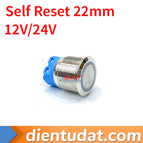 Nút Nhấn Vòng Đèn Tự Nhả 22mm 12V 24V - Đỏ Trắng Xanh Lá Xanh Dương