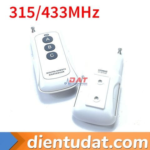 Remote RF 3 Nút ABC 300 Mét Kèm Đế - 315MHz 433MHz