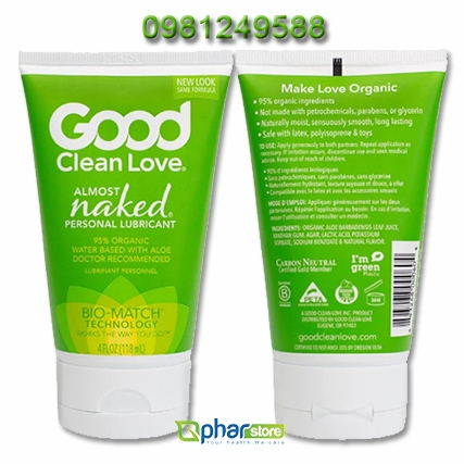 Chất bôi trơn hữu cơ Good Clean Love 120ml hàng Mỹ, 95% organic
