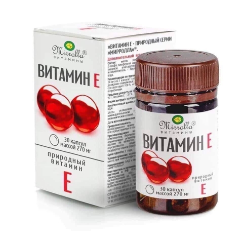 Vitamin E màu đỏ của Nga, lọ 30 viên, 270mg hãng Mirrolla