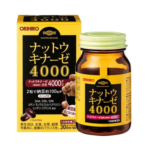 Viên uống phòng ngừa đột quỵ, tai biến Orihiro Nattokinase 4000FU 60 viên/30 ngày
