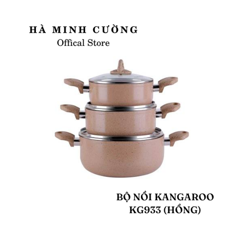 Bộ Nồi Kangaroo KG933 3 Nồi 18x20x24cm (Hồng)