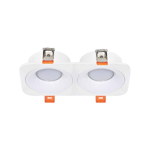 Đèn LED Downlight Âm Trần Đôi Chóa Tán Quang Viền Bạc Anfaco AFC 776/2 LED 9W x 2