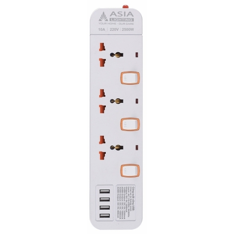 Ổ Cắm Đa Năng Liền Dây Tích Hợp USB Asia Lighting ODN3-USB-3M