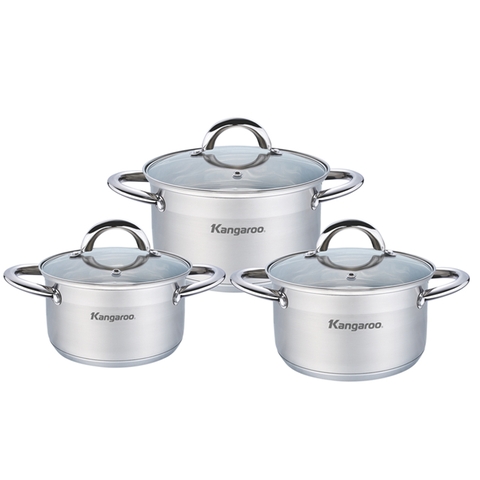Bộ 3 nồi inox 5 đáy Kangaroo KG876