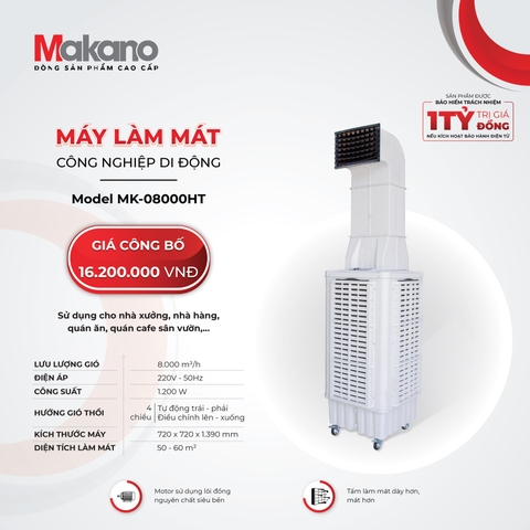 SẢN PHẨM NGỪNG KINH DOANH - MÁY LÀM MÁT CÔNG NGHIỆP DI ĐỘNG MAKANO MK-08000HT